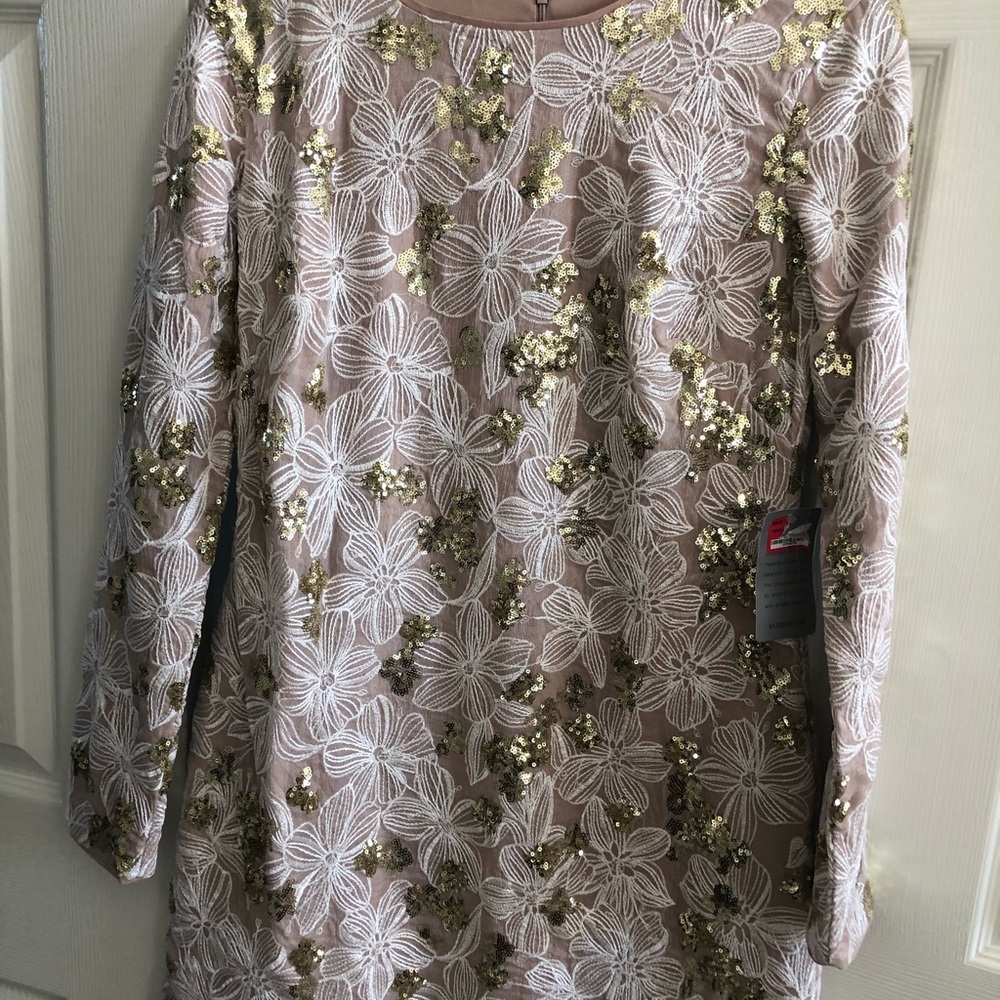 Dress The Population Nude Gold Sequin Shift Dress Eras Tour Taylor Swift